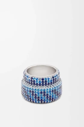 Grosser Pavé-Ring aus Sterlingsilber und Kristallen