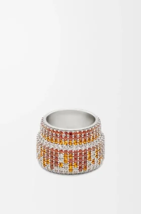 Grosser Pavé-Ring aus Sterlingsilber und Kristallen
