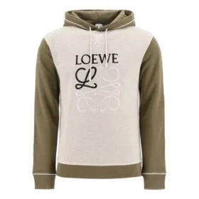Herren-Kapuzenpullover mit Kordelzug und loewe-Stickerei, Khaki, H526341X94-3962