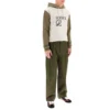 Herren-Kapuzenpullover mit Kordelzug und loewe-Stickerei, Khaki, H526341X94-3962