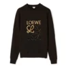 Herren» loewe Anagram Baumwolle Rundhals-T-Shirt mit Alphabet-Stickerei, klassisch, schwarz H526341Xa1-1100