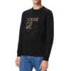 Herren» loewe Anagram Baumwolle Rundhals-T-Shirt mit Alphabet-Stickerei, klassisch, schwarz H526341Xa1-1100