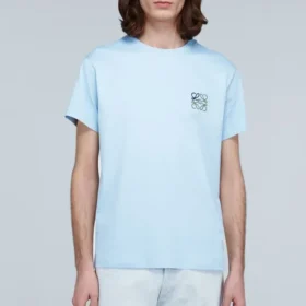 Herren Loewe Anagram Classic besticktes Baumwoll-T-Shirt mit Rundhalsausschnitt und kurzen Ärmeln, hellblau H6109230Cr-6410