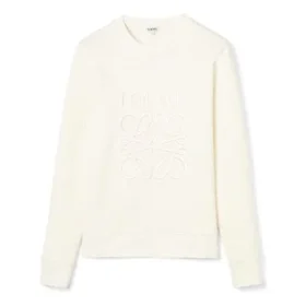 Herren Loewe Anagram-Logo bestickter Baumwollpullover, cremeweiss H526341Xa1-2370