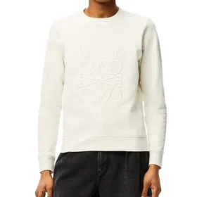 Herren Loewe Anagram-Logo bestickter Baumwollpullover, cremeweiss H526341Xa1-2370