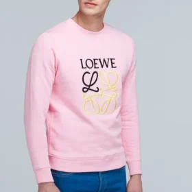 Herren loewe Anagramm besticktes Sport-Langarmshirt, rosa-rot, H6109900Cr-7080