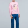 Herren loewe Anagramm besticktes Sport-Langarmshirt, rosa-rot, H6109900Cr-7080