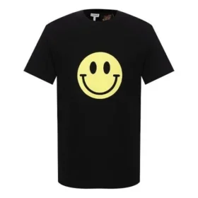 Herren Loewe Chest Yellow Smiling Face Kurzarm-T-Shirt Schwarz H616341X87-1100