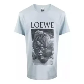 Herren Loewe Ken Heyman bedrucktes Baumwoll-T-Shirt mit kurzen Ärmeln, rosa-blau, H6109980Pc-6410