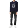 Herren-Pullover aus Baumwolle mit gesticktem loewe-Anagramm-Logo, marineblau, H526341Xa1-5110