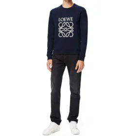 Herren-Pullover aus Baumwolle mit gesticktem loewe-Anagramm-Logo, marineblau, H526341Xa1-5110