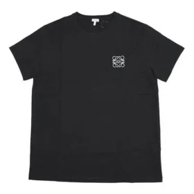 Herren-T-Shirt von Loewe Anagram Classic, bestickt, Baumwolle, Rundhalsausschnitt, kurze Ärmel, schwarz H6109230Cr-1100
