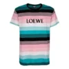 Herren-T-Shirt von loewe aus Baumwolle mit Streifen und gesticktem Logo, kurzärmelig, H6109950Pc-9990