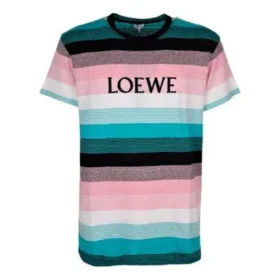 Herren-T-Shirt von loewe aus Baumwolle mit Streifen und gesticktem Logo, kurzärmelig, H6109950Pc-9990