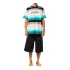 Herren-T-Shirt von loewe aus Baumwolle mit Streifen und gesticktem Logo, kurzärmelig, H6109950Pc-9990