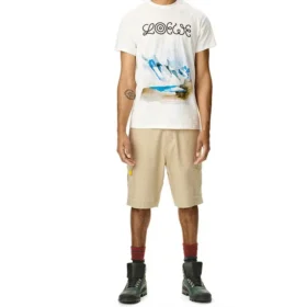 Herren-T-Shirt von loewe mit weissem «Snow Mountain»-Print, kurzärmelig, weiss, H6299983Pc-2100