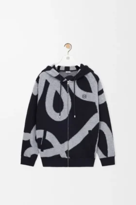 Hoodie mit Reissverschluss aus Wolle und Baumwolle