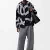 Hoodie mit Reissverschluss aus Wolle und Baumwolle