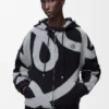 Hoodie mit Reissverschluss aus Wolle und Baumwolle