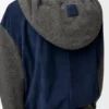 Hybrid-Hoodie mit Reissverschluss aus Ziegenveloursleder und Wollmischung