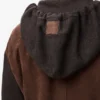 Hybrid-Hoodie mit Reissverschluss aus Ziegenveloursleder und Wollmischung Hybrid-Hoodie mit Reissverschluss aus Ziegenveloursleder und Wollmischung