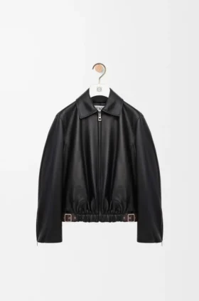Jacke mit Gürtel aus Nappa-Lammleder