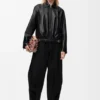 Jacke mit Gürtel aus Nappa-Lammleder Jacke mit Gürtel aus Nappa-Lammleder