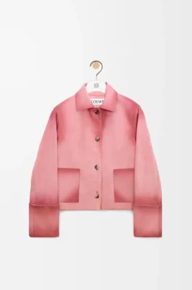 Jacke mit Umschlag aus Lammveloursleder