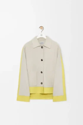 Jacke mit Umschlag aus Lammveloursleder