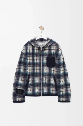 Kapuzenjacke aus Wolle und Leinen