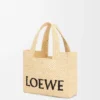 Kleine Font Tote im Loewe-Schriftzug aus Raffia Kleine Font Tote im Loewe-Schriftzug aus Raffia