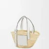 Kleine Korb-Tasche aus Palmblättern und Kalbsleder Kleine Korb-Tasche aus Palmblättern und Kalbsleder