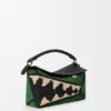 Kleine Puzzle Edge-Tasche aus Raffia und Kalbsleder Kleine Puzzle Edge-Tasche aus Raffia und Kalbsleder