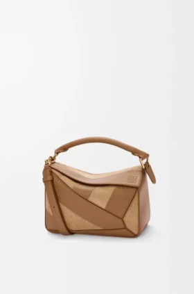 Kleine Puzzle-Tasche aus klassischem Kalbsleder und Wildleder