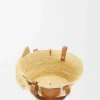 Kleiner Elefantenkorb aus Raffia und Kalbsleder