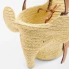 Kleiner Elefantenkorb aus Raffia und Kalbsleder