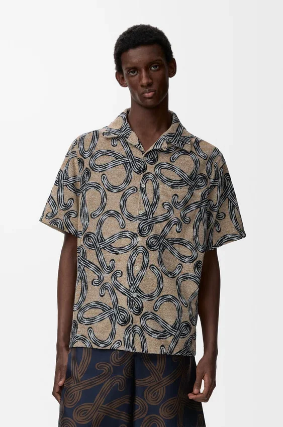 Kurzarmhemd aus Baumwoll-Frottee-Jacquard Kurzarmhemd aus Baumwoll-Frottee-Jacquard