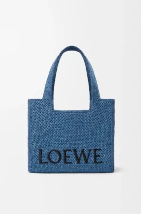 Loewe Font Tote in Raffia, mittelgross