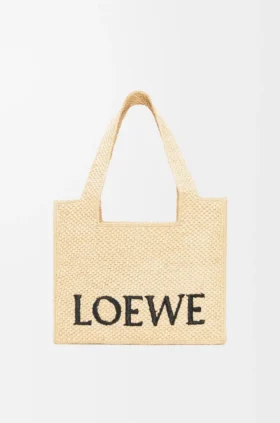 Loewe Font Tote in Raffia, mittelgross