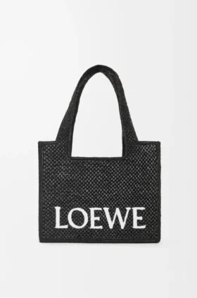 Loewe Font Tote in Raffia, mittelgross
