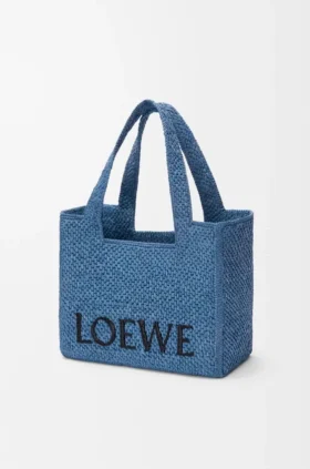 Loewe Font Tote in Raffia, mittelgross