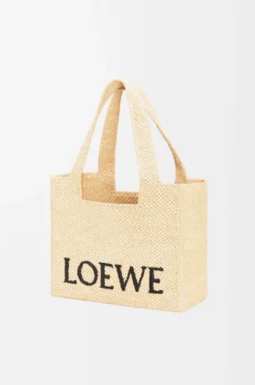 Loewe Font Tote in Raffia, mittelgross