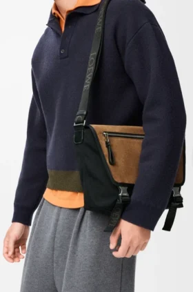 Medium Flex Messenger aus Canvas und Wildleder