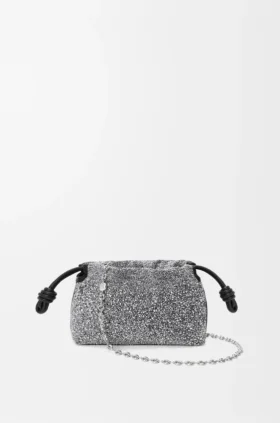 Mini-Flamenco Purse aus Perlen und Nappa-Lammleder Mini-Flamenco Purse aus Perlen und Nappa-Lammleder