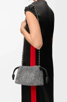 Mini-Flamenco Purse aus Perlen und Nappa-Lammleder Mini-Flamenco Purse aus Perlen und Nappa-Lammleder