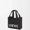 Mini-Font Tote mit loewe-Schriftzug aus Raffia