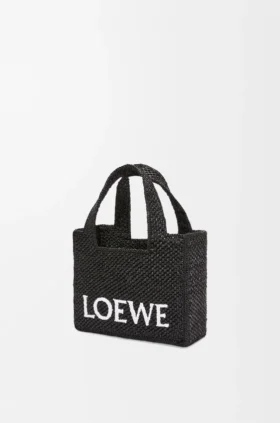 Mini-Font Tote mit loewe-Schriftzug aus Raffia