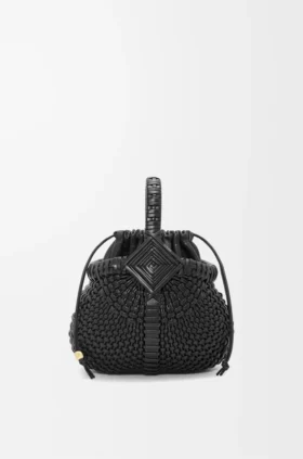 Mini-Korb-Tasche «Diamond Round» aus Kalbsleder