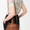 Mini-Korb-Tasche «Diamond Round» aus Kalbsleder