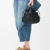 Mini-Korb-Tasche «Diamond Round» aus Kalbsleder